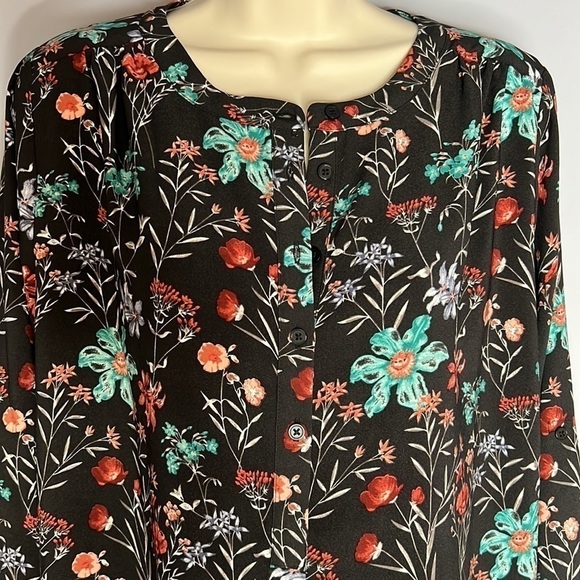 LOFT SMALL BLACK AND FLORAL MIDI LONG SLEEVED DRESS - Picture 5 of 9